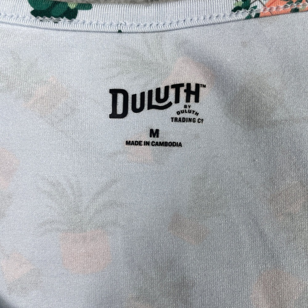 Duluth Trading Plant Print Henley Top Womens Medium Blue Long Sleeve Stretch - Picture 5 of 11
